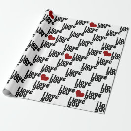 ik hou van je gedurfde rode valentijn cadeaupapier