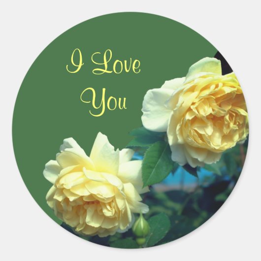Ik hou van je gele rozen Floral Ronde Sticker (Voorkant)