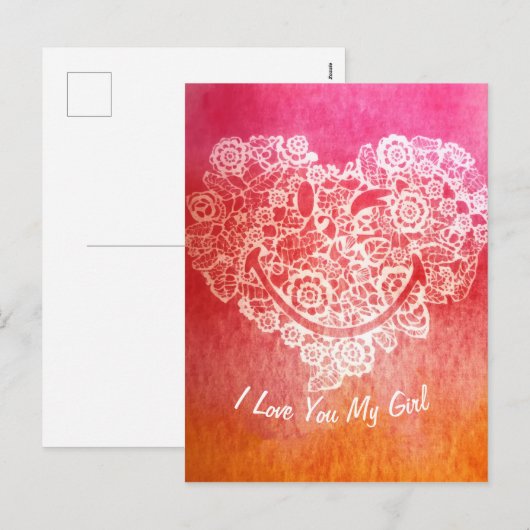 Ik hou van je gelukkige bloemen hart moji glimlach feestdagenkaart (Voorkant / Achterkant)