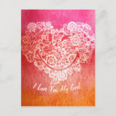 Ik hou van je gelukkige bloemen hart moji glimlach feestdagenkaart (Voorkant)