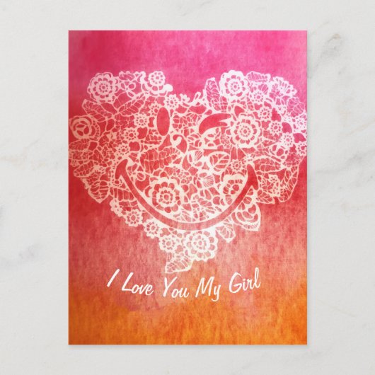 Ik hou van je gelukkige bloemen hart moji glimlach feestdagenkaart (Voorkant)