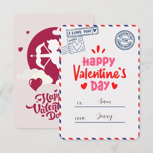 Ik hou van je Gelukkige Valentijnsdag Romantische  Bedankkaart (Voorkant / Achterkant)