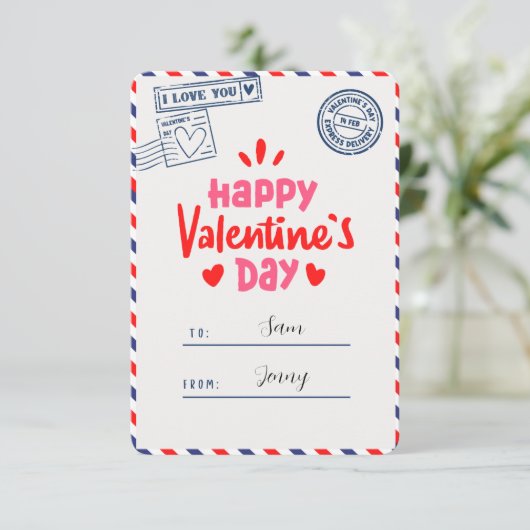 Ik hou van je Gelukkige Valentijnsdag Romantische  Bedankkaart (Staand voorkant)