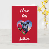 Ik hou van je gepersonaliseerde naam Panther en ro Kaart (Gele Bloem)