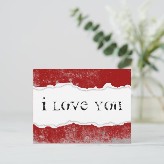 ik hou van je gescheurde papieren briefkaart (Staand voorkant)