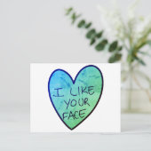  ik hou van je gezicht, grappige Snoep hart Briefkaart (Staand voorkant)