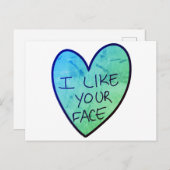  ik hou van je gezicht, grappige Snoep hart Briefkaart (Voorkant / Achterkant)