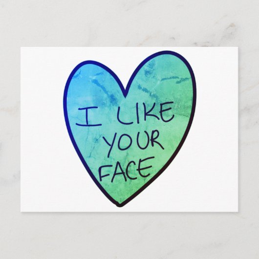  ik hou van je gezicht, grappige Snoep hart Briefkaart (Voorkant)