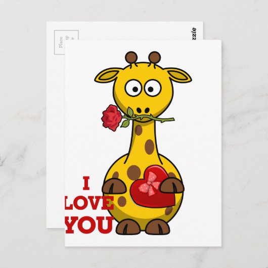 ik hou van je giraffe briefkaart (Voorkant / Achterkant)