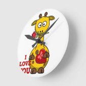 ik hou van je giraffe ronde klok (Hoek)