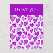 Ik hou van je Girly Paarse Hart Romantische Valent Feestdagenkaart (Voorkant)