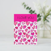 Ik hou van je Girly Pink Hearts Romantische Valent Feestdagenkaart (Staand voorkant)