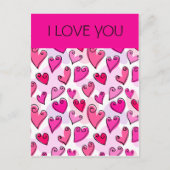 Ik hou van je Girly Pink Hearts Romantische Valent Feestdagenkaart (Voorkant)