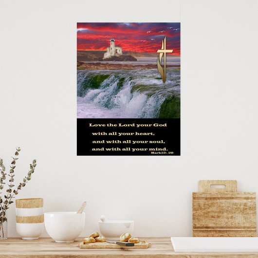 Ik hou van je God met al je hart Poster (Keuken)