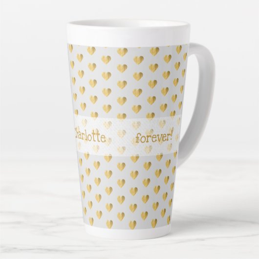 Ik hou van je - Golden Folie Hearts Modern Grunge Latte Mok (Rechterhoek)