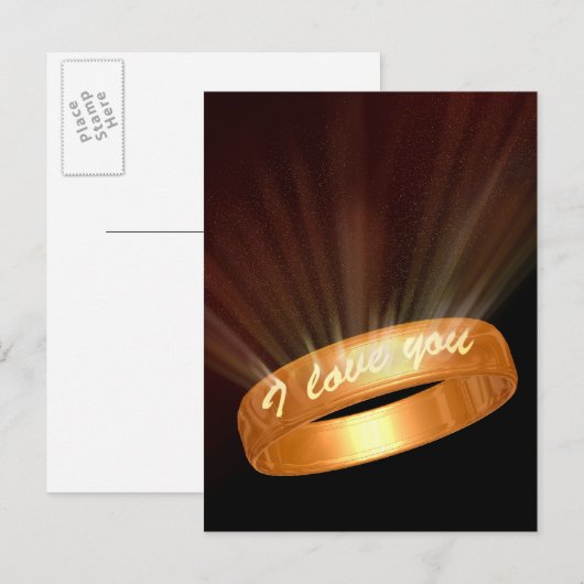 "Ik hou van je" Golden Ring Briefkaart (Voorkant / Achterkant)