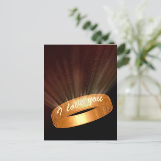 "Ik hou van je" Golden Ring Briefkaart (Staand voorkant)