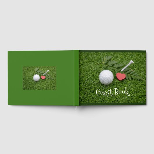 Ik hou van je golfer golfbal met t-shirt op groen gastenboek (Volledig)