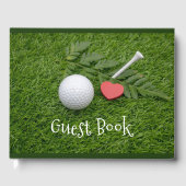 Ik hou van je golfer golfbal met t-shirt op groen gastenboek (Voorkant)