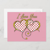 Ik hou van je gouden hart briefkaart (Voorkant / Achterkant)