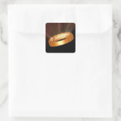 "Ik hou van je" Gouden Ring Vierkante Sticker (Tas)