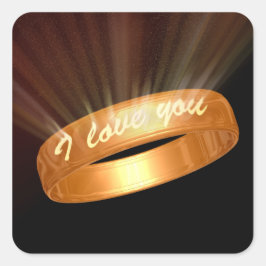 "Ik hou van je" Gouden Ring Vierkante Sticker