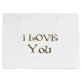 Ik hou van je gouden tekst Typografie Elegant Large Cadeautasje (Voorkant)