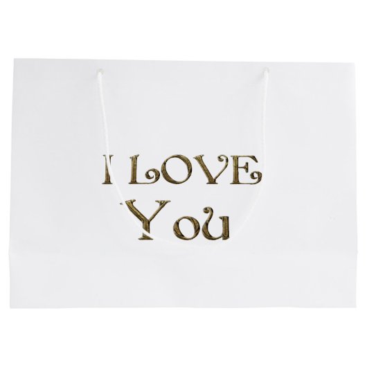 Ik hou van je gouden tekst Typografie Elegant Large Cadeautasje (Achterkant)