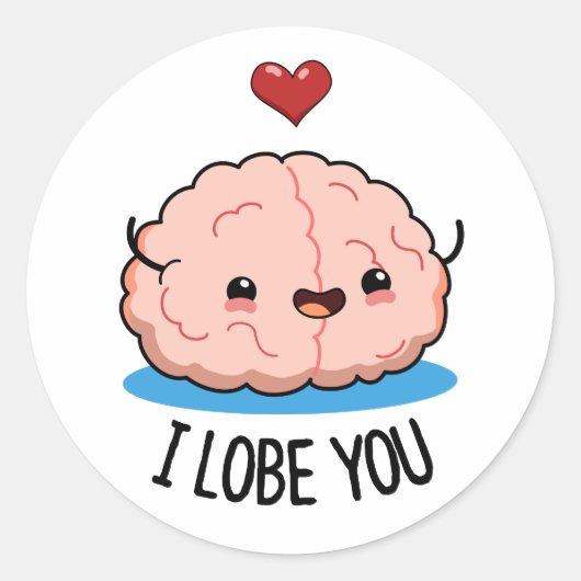 Ik hou van je grappige Brain Pun Ronde Sticker (Voorkant)
