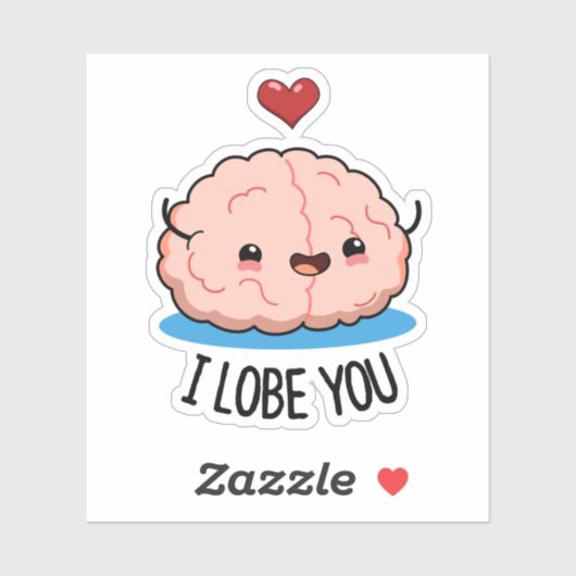 Ik hou van je grappige Brain Pun Sticker (Vel)