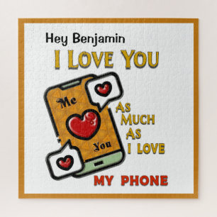 Ik hou van je grappige Humor Fun Phone Personalise Legpuzzel