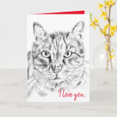 Ik hou van je grappige kat 40ste robijnrode verjaa kaart (Gele Bloem)