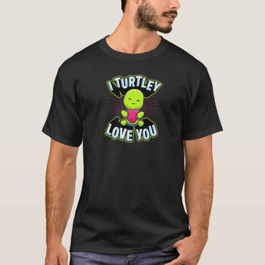 Ik hou van je grappige schildpad Valentijnsdag Pu T-shirt (Voorkant)