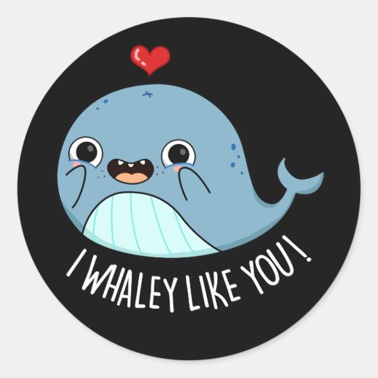 Ik hou van je grappige walvis, die donker is... ronde sticker (Voorkant)