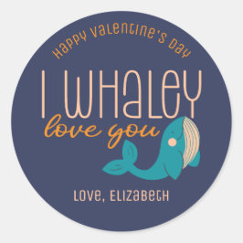 Ik hou van je grappige walvis Valentijnsdag Ronde Sticker