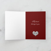 Ik hou van je grijze hart met metallisch effect feestdagen kaart (Binnen)