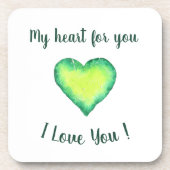 Ik hou van je groene en blauwe Valentijnsdag Bier Onderzetter (Voorkant)