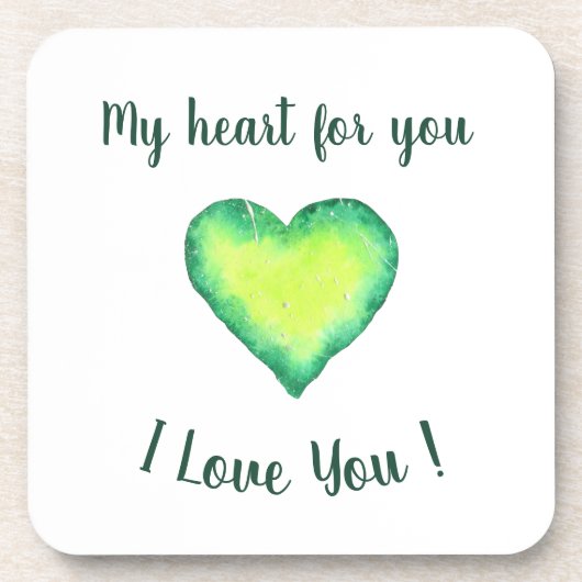 Ik hou van je groene en blauwe Valentijnsdag Bier Onderzetter (Voorkant)