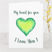 Ik hou van je groene en blauwe Valentijnsdag Kaart (Gele Bloem)