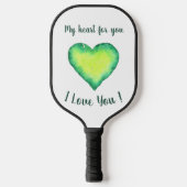 Ik hou van je groene en blauwe Valentijnsdag Pickleball Paddle (Voorkant)