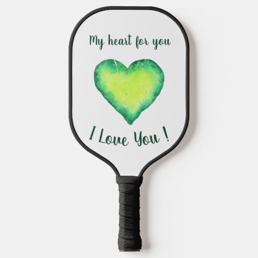 Ik hou van je groene en blauwe Valentijnsdag Pickleball Paddle (Voorkant)