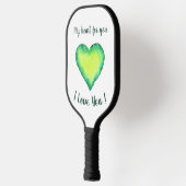 Ik hou van je groene en blauwe Valentijnsdag Pickleball Paddle (Links)