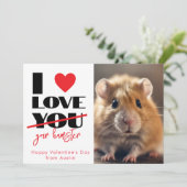 Ik hou van je hamster grappige Valentijnsdag Feestdagenkaart (Staand voorkant)
