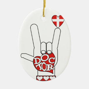 IK HOU VAN JE HAND SYMBOL CHRISTMAS ORNAMENT. KERAMISCH ORNAMENT