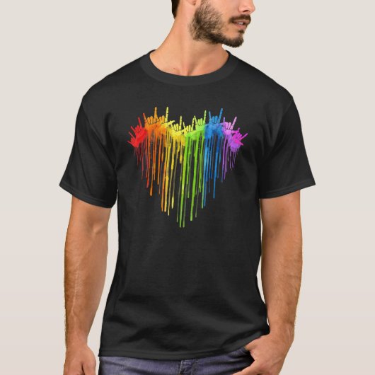 Ik hou van je handgebaren regenboogkunst Asl Gay P T-shirt (Voorkant)