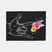 Ik hou van je handgebarentaal Butterfly Autism Awa Fleece Deken (Voorkant (Horizontaal))