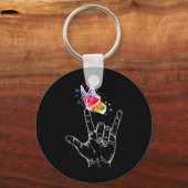 Ik hou van je handgebarentaal Butterfly Puzzle Pie Sleutelhanger (Voorkant)