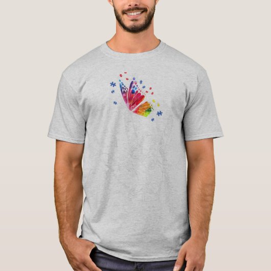 Ik hou van je handgebarentaal Butterfly Puzzle Pie T-shirt (Voorkant)