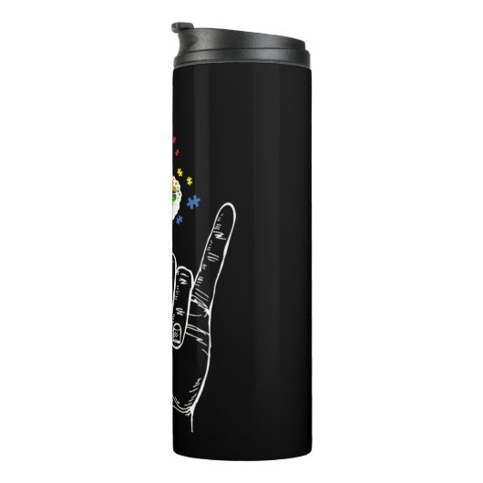 Ik hou van je handgebarentaal Butterfly Puzzle Pie Thermosbeker (Geroteerd rechts)