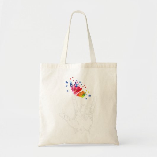 Ik hou van je handgebarentaal Butterfly Puzzle Pie Tote Bag (Voorkant)